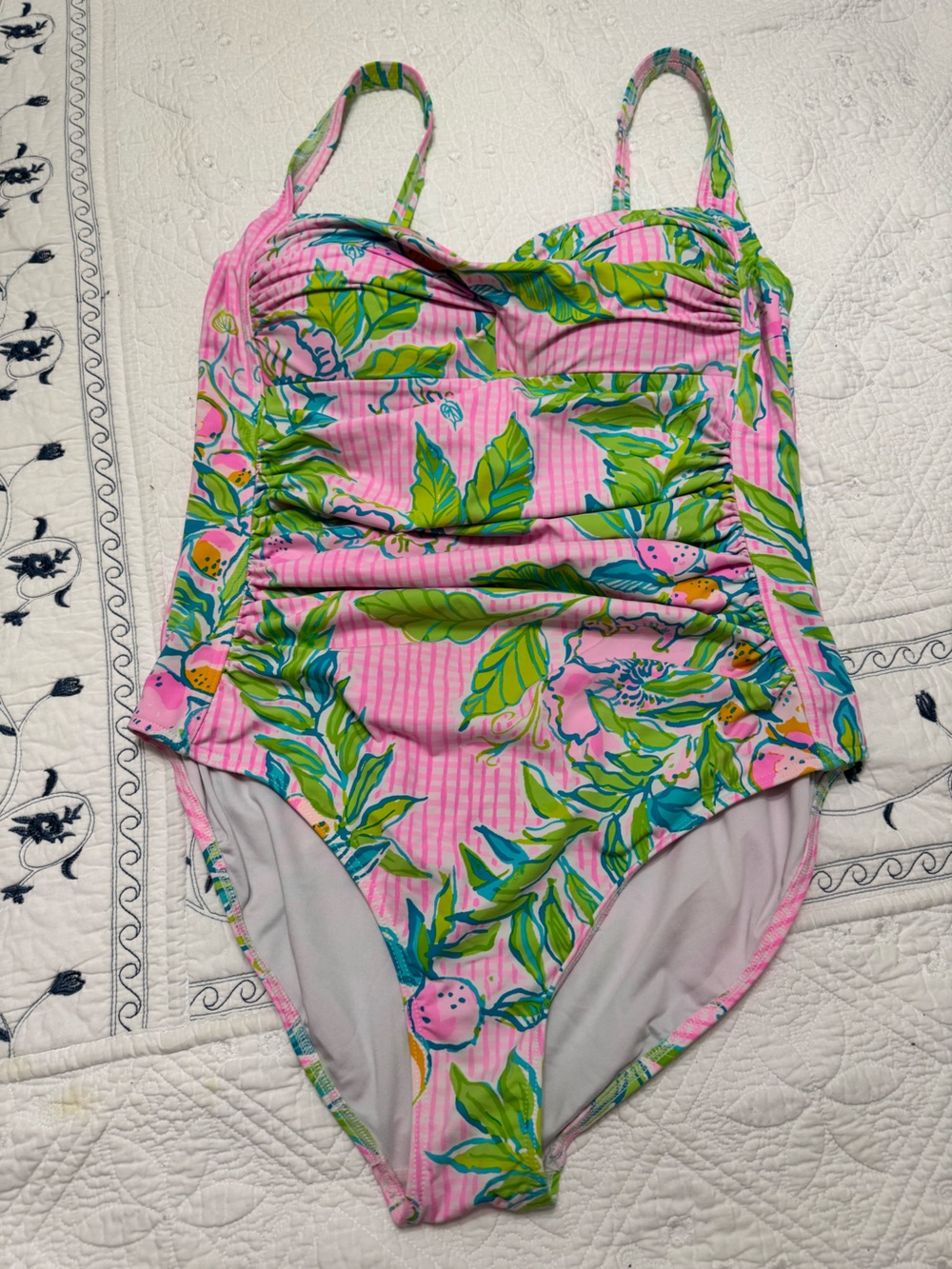 Pink Tropical One-Piece Swimsuit size 12